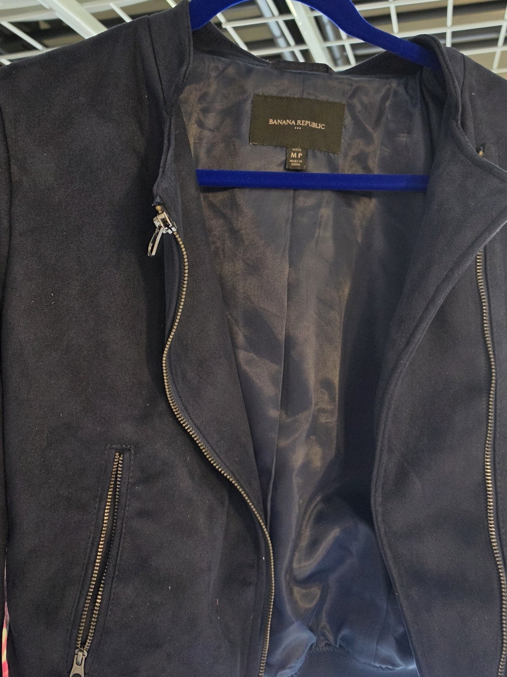 Banana Republic Woman’s Dark Navy Faux Suede Bomber Jacket